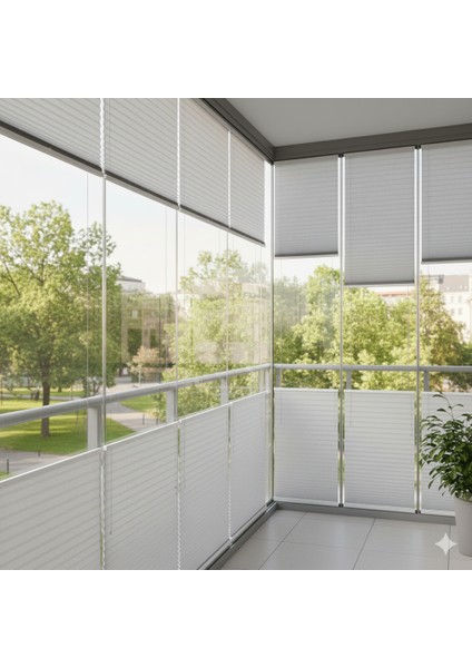 Beyaz Cam Içi Plicell Plise Perde – Özel Ölçü Üretim Isı Yalıtımlı, Işık Kontrollü