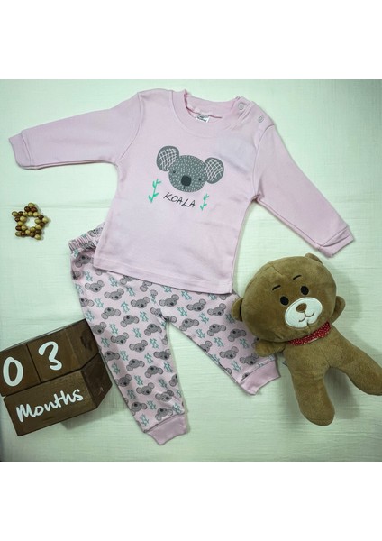 0-3 /3-6 Ay Fil Desen Penye Pijama Alt Üst Yenidoğan Takım Hastaneçıkışı Yandançıtçıtlı