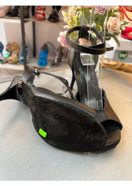 Mat Siyah Deri 8,5 cm 13 Pont Kelebek Model Tango, Dans ve Salon Ayakkabısı modelleri
