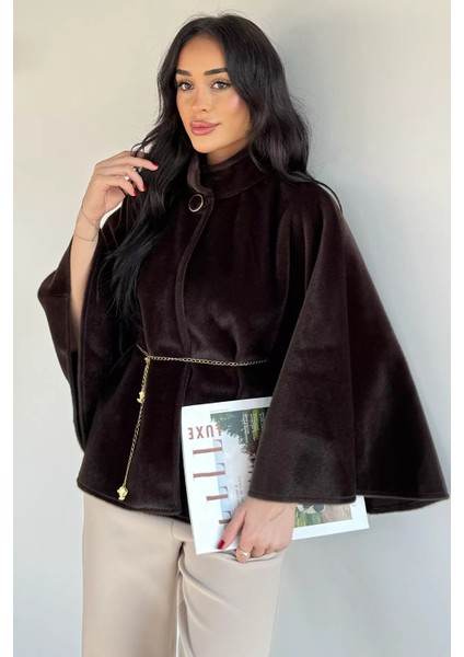 Kadın Su Fırçalı Kaşe Panço P-00018375