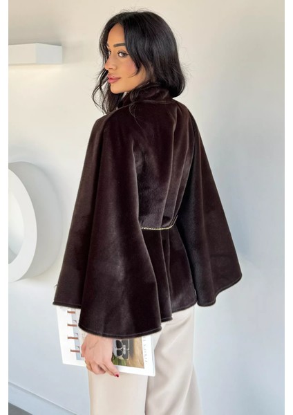 Kadın Su Fırçalı Kaşe Panço P-00018375 fırsatları