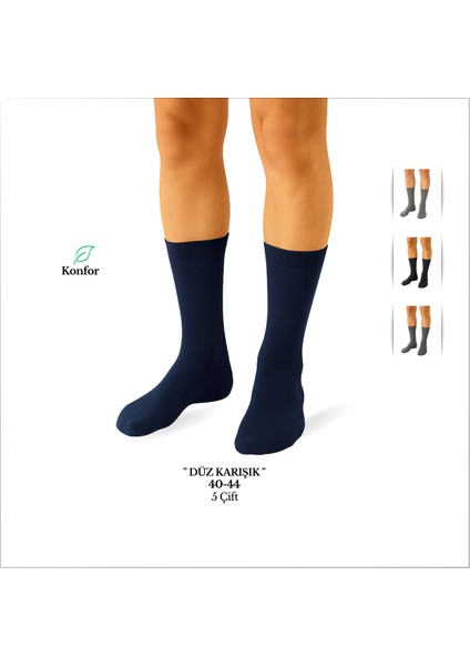 EzoWear Uzun Karışık Renk 5'li Erkek Çorap Seti