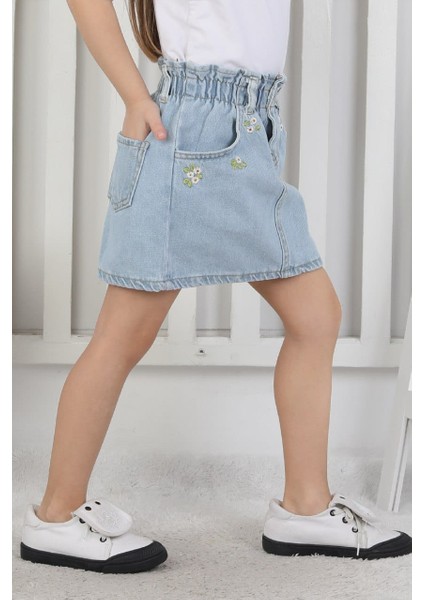 Cep Çiçekli Kız Çocuk Kot Etek fiyatları