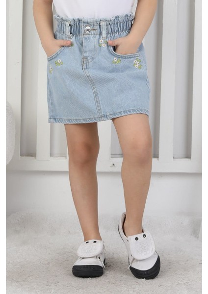 Cep Çiçekli Kız Çocuk Kot Etek fırsatları