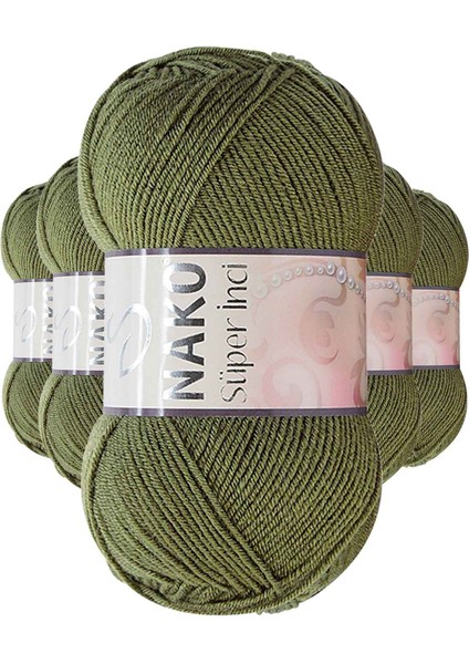 5 Adet Süper Inci El Örgü İpi 100 gr Haki 4234