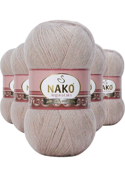 5 Adet Angora Lüks El Örgü İpi Pembeli Gri 3079