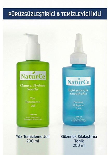 Cilt Bakim Seti 2 Li Yüz Temizleme Jeli - Gözenek Sıkılaştırıcı Tonik