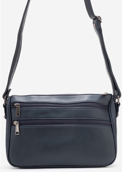 2108 Gerçek Deri Kadın Çapraz Çanta Lacivert