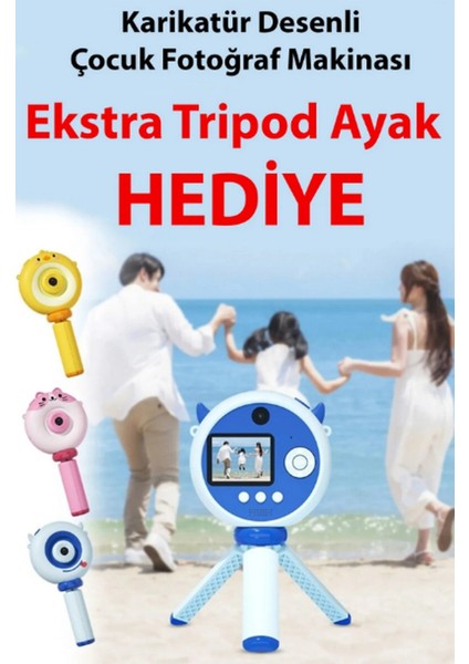 Hd Kamera Karikatür Tripodlu Çocuk Dijital Kamera Fotoğraf Makinası 1080P Video Kaydedici 2.0 I fırsatları