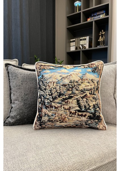 Jakarlı Dokuma Goblen Kırlent Kılıfı – 45X45 cm Biyeli ve Çift Taraflı Dekoratif Yastık fiyatları