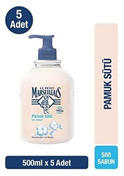 Pamuk Sütü Kokusuyla Sıvı Sabun 500 ml Yumuşak Cilt İçin 5 Adet fiyatları