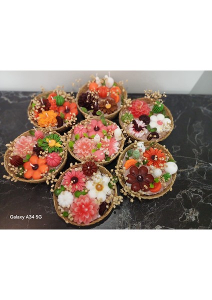 Hasır Sepet Çiçek Mum-Sipariş Edeceğini Ürün Bilgisini Veriniz)-Dekorasyon-Ev Dekor-Soya Wax-Hediyelik-Hediye Mum