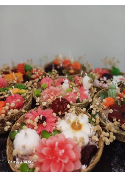 Hasır Sepet Çiçek Mum-Sipariş Edeceğini Ürün Bilgisini Veriniz)-Dekorasyon-Ev Dekor-Soya Wax-Hediyelik-Hediye Mum modelleri