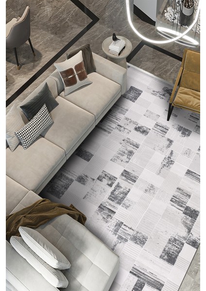 Kervalüx Gri Salon ve Oturma Odası Halısı – Robot Süpürge Uyumlu, Kolay Temizlik, Özel Ölçü Üretim