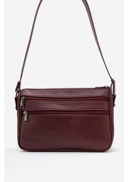 2108 Gerçek Deri Kadın Çapraz Çanta Bordo