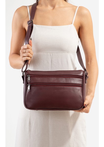 2108 Gerçek Deri Kadın Çapraz Çanta Bordo fiyatları