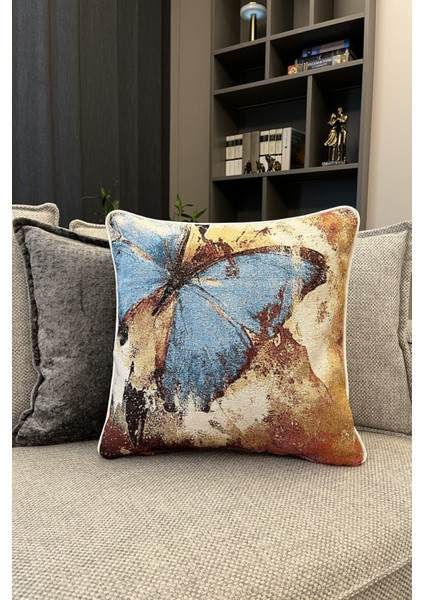 Kırlent Jakarlı Dokuma Goblen Kumaş - 45x45cm Biyeli Çift Taraflı Dekoratif Kırlent Kılıfı modelleri