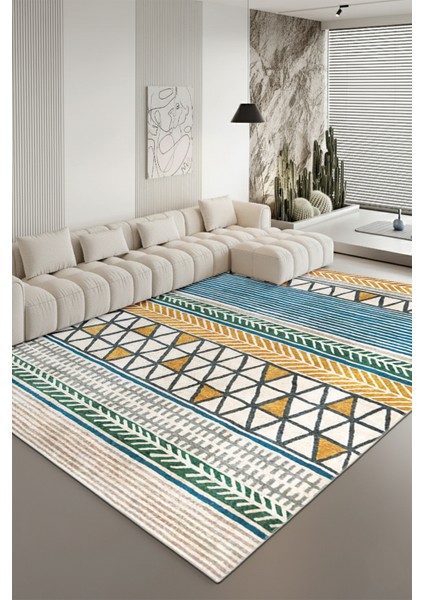 Modern Dekoratif Yıkanabilir Kaymaz Taban Halı – İnce, Yumuşak Salon Halısı, Mutfak Halısı ve Yolluk