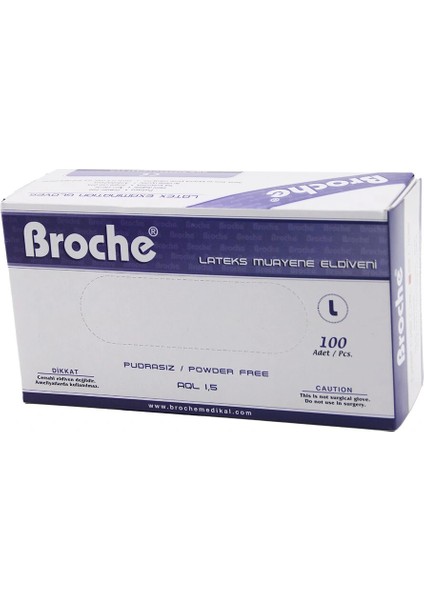 Broche L Pudrasız Muayene Eldiveni 100LÜ (5047)