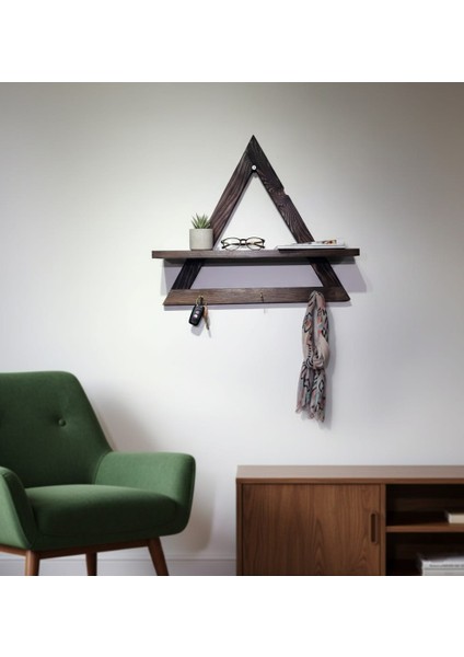 Trinova Üçgen Ahşap Duvar Rafı