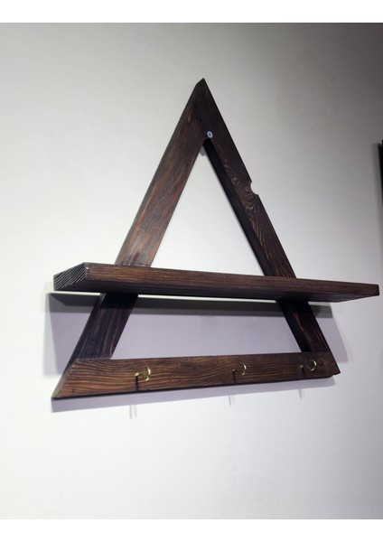 Trinova Üçgen Ahşap Duvar Rafı