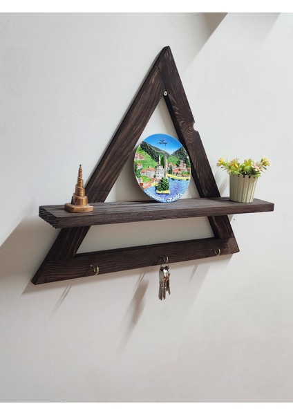 Trinova Üçgen Ahşap Duvar Rafı