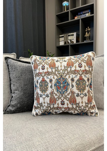 Kırlent Jakarlı Dokuma Goblen Kumaş - 45x45cm Biyeli Çift Taraflı Dekoratif Kırlent Kılıfı fiyatları