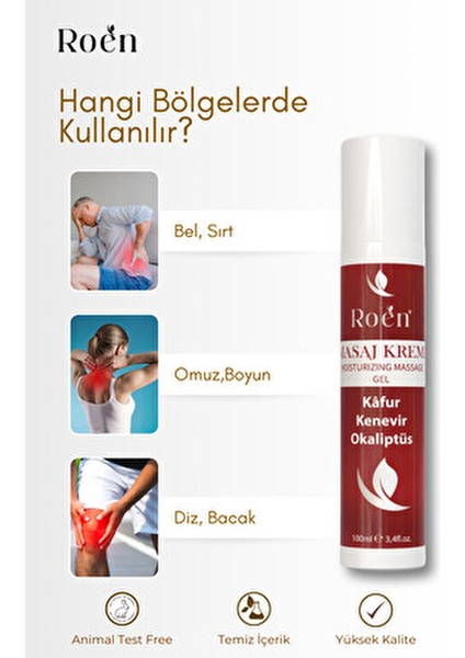 100 ml Masaj Kremi Kafur ve Kenevir İçerikli Ferahlatıcı Etki ile Gerginliği Azaltır