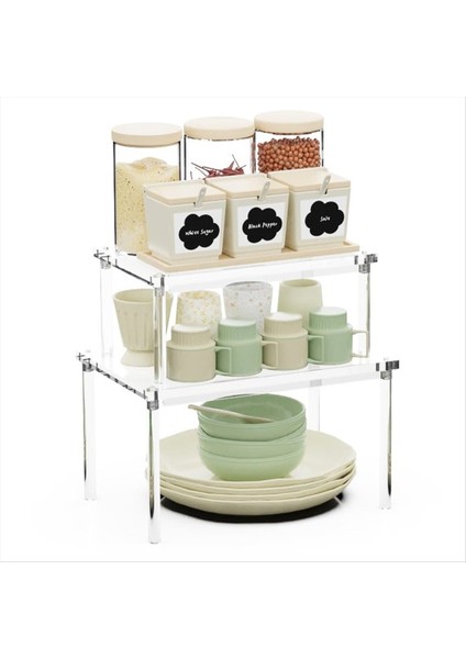 2 Paket Akrilik Dolap Organizatör Şeffaf Dolap Organizatör Raf Baharat Rafı Organizatör Ev Esasları Hediye Için (Yurt Dışından)