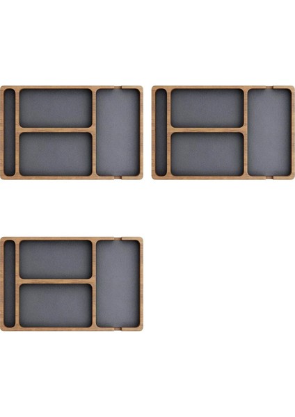 3x Ahşap Ofis Masaüstü Saklama Kutusu Masif Ahşap Bölme Saklama Kutusu Cep Telefonu Kulaklık Enkaz Kutusu Ahşap Tepsi (Yurt Dışından)