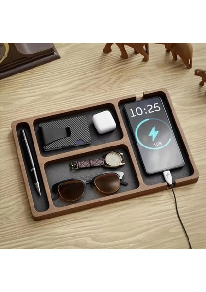 3x Ahşap Ofis Masaüstü Saklama Kutusu Masif Ahşap Bölme Saklama Kutusu Cep Telefonu Kulaklık Enkaz Kutusu Ahşap Tepsi (Yurt Dışından) modelleri