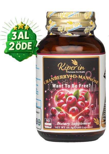 Cranberry, D-mannoz, C Vitamin - Idrar Yolu Sağlığı (60Kapsül & 1400mg)