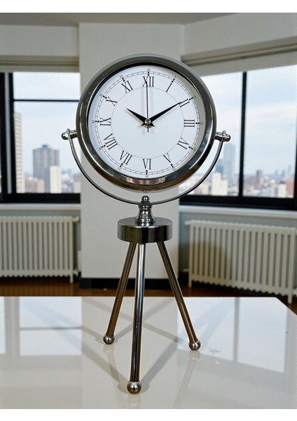 Zentime Krom Şık Üç Ayaklı Masa Saati