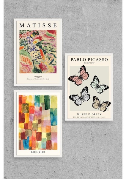 Matisse Üçlü Ahşap Çerçeveli Tablo