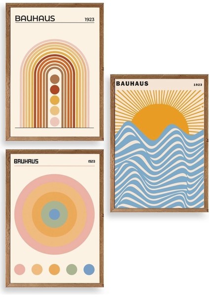 Bauhaus Üçlü Ahşap Çerçeveli Tablo