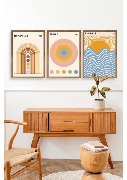 Bauhaus Üçlü Ahşap Çerçeveli Tablo modelleri