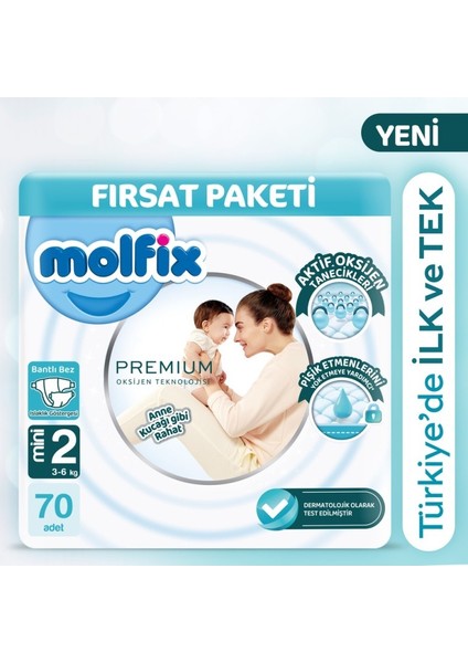 Premium Bebek Bezi Fırsat Paketi 2 Beden 3-6 kg 70 Adet