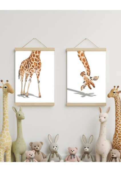 Zürafa Kombin Soyut Kanvas Poster