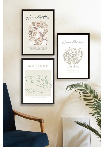 Matisse Üçlü Ahşap Çerçeveli Tablo fiyatları