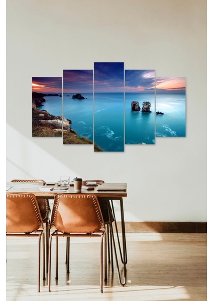 Deniz Manzarası 5 Parçalı Mdf Tablo