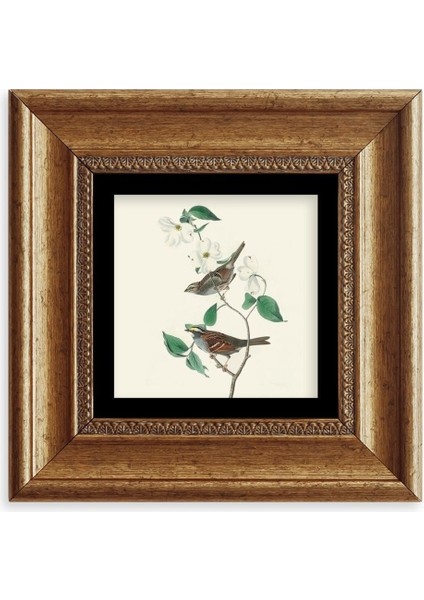 Kuşlar ve Ağaç Çerçeveli Taş Tablo