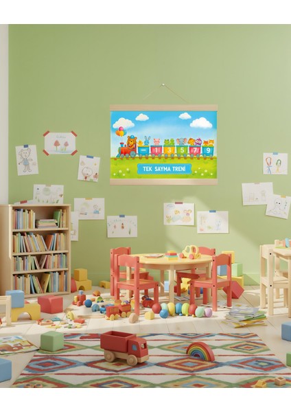 Tek Sayma Treni Kanvas Poster modelleri