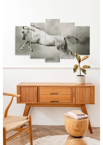 Beyaz At Manzarası 5 Parçalı Mdf Tablo fiyatları