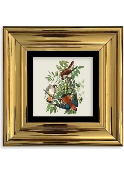 Kuş ve Yapraklar Çerçeveli Taş Tablo