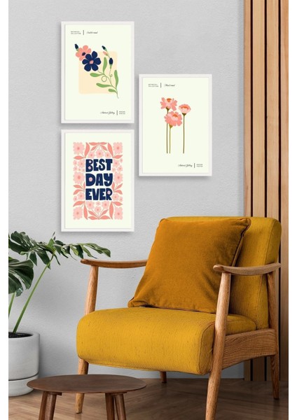 Soyut Üçlü Ahşap Çerçeveli Tablo modelleri