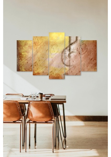 Müzik Notası 5 Parçalı Mdf Tablo