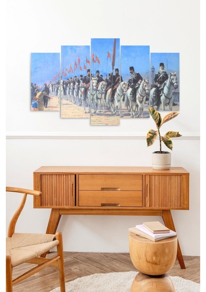 Atlı Birlikler Manzarası 5 Parçalı Mdf Tablo
