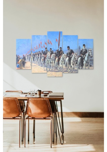 Atlı Birlikler Manzarası 5 Parçalı Mdf Tablo fiyatları