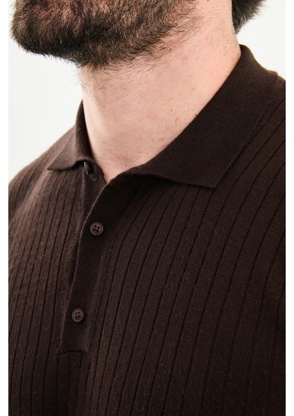 Fitilli Slim Fit Polo Yaka Erkek Triko Kazak fiyatları