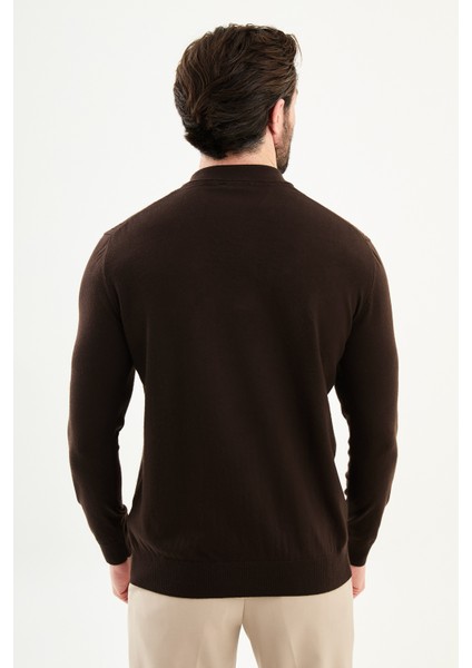 Fitilli Slim Fit Polo Yaka Erkek Triko Kazak fırsatları